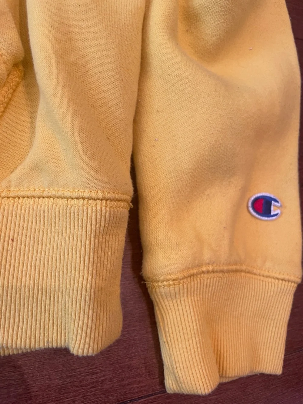 Champion Yellow Pullover Hoodie with Script Logo - Picture 2 of 5